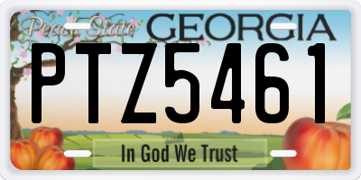 GA license plate PTZ5461