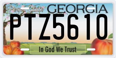 GA license plate PTZ5610