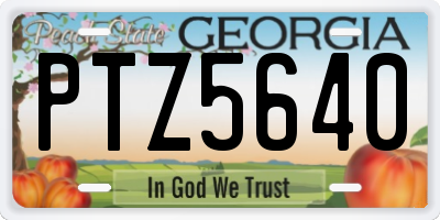 GA license plate PTZ5640