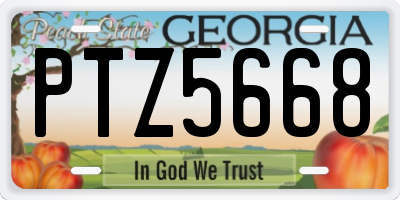 GA license plate PTZ5668