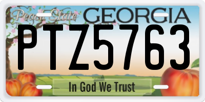 GA license plate PTZ5763