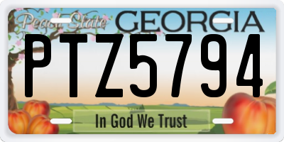 GA license plate PTZ5794