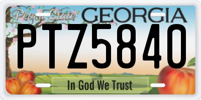 GA license plate PTZ5840