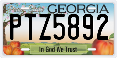 GA license plate PTZ5892