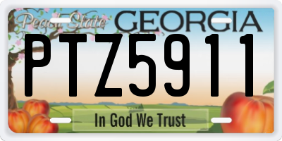 GA license plate PTZ5911