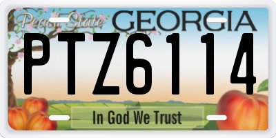 GA license plate PTZ6114