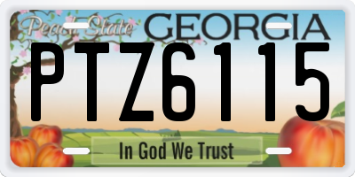 GA license plate PTZ6115