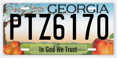 GA license plate PTZ6170