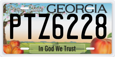 GA license plate PTZ6228
