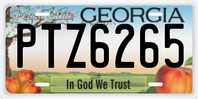 GA license plate PTZ6265