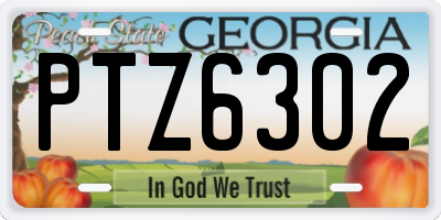 GA license plate PTZ6302
