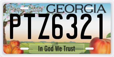 GA license plate PTZ6321