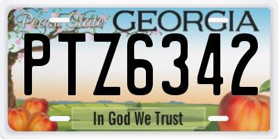 GA license plate PTZ6342