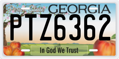 GA license plate PTZ6362