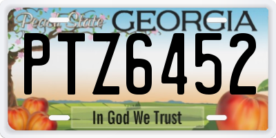 GA license plate PTZ6452