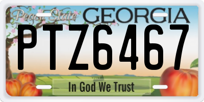 GA license plate PTZ6467