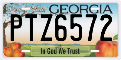 GA license plate PTZ6572