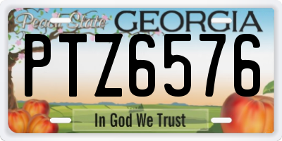 GA license plate PTZ6576
