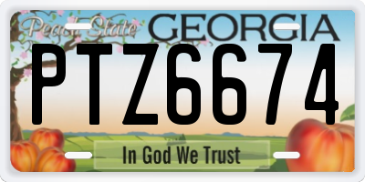 GA license plate PTZ6674