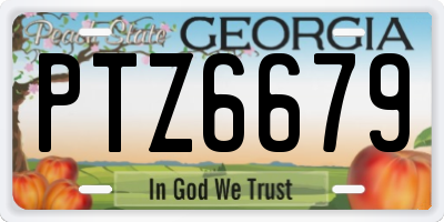 GA license plate PTZ6679