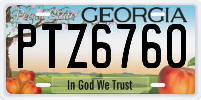 GA license plate PTZ6760