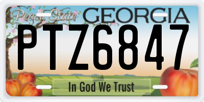 GA license plate PTZ6847