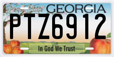 GA license plate PTZ6912