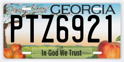 GA license plate PTZ6921
