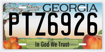GA license plate PTZ6926