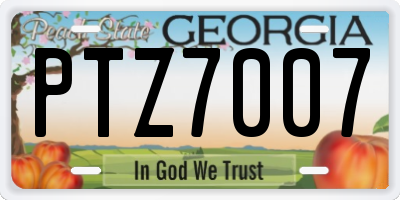 GA license plate PTZ7007