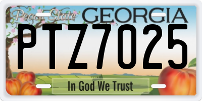 GA license plate PTZ7025
