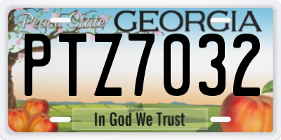 GA license plate PTZ7032