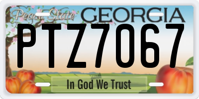 GA license plate PTZ7067