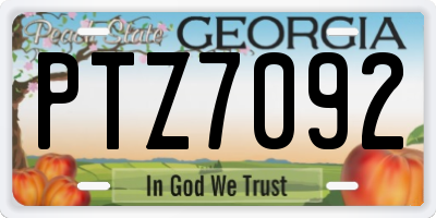 GA license plate PTZ7092