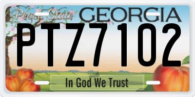 GA license plate PTZ7102