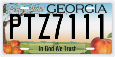 GA license plate PTZ7111