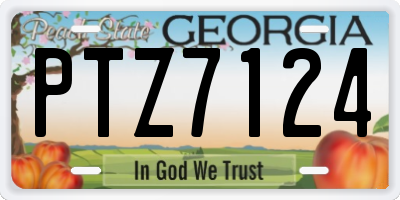 GA license plate PTZ7124