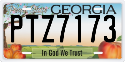 GA license plate PTZ7173