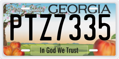 GA license plate PTZ7335