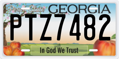 GA license plate PTZ7482