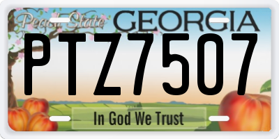 GA license plate PTZ7507