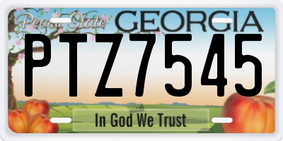 GA license plate PTZ7545