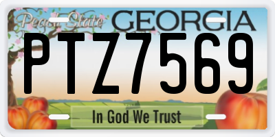 GA license plate PTZ7569