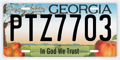 GA license plate PTZ7703