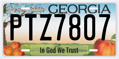 GA license plate PTZ7807