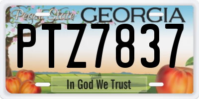 GA license plate PTZ7837
