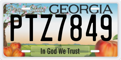 GA license plate PTZ7849
