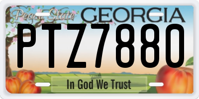 GA license plate PTZ7880