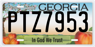 GA license plate PTZ7953