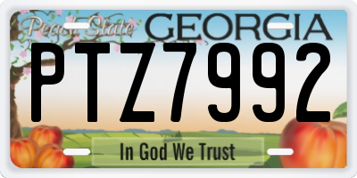 GA license plate PTZ7992